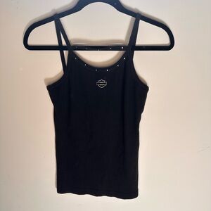 Women’s Y2K Harley Davidson Motorcycles Rhinestone Biker Tank Shirt Size M